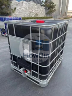 Food Grade 1500L Black IBC Tank on Steel Pallet – UN Approved & Stackable 01